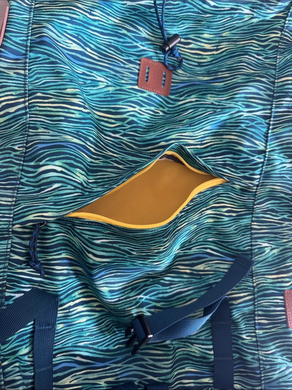 Patagonia Teal and Aqua Wave-Print Roll-Top Backpack - Picture 3 of 5